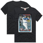Shohei Ohtani Los Angeles Dodgers Homage 2024 Topps Baseball Card Player T-Shirt Charcoal