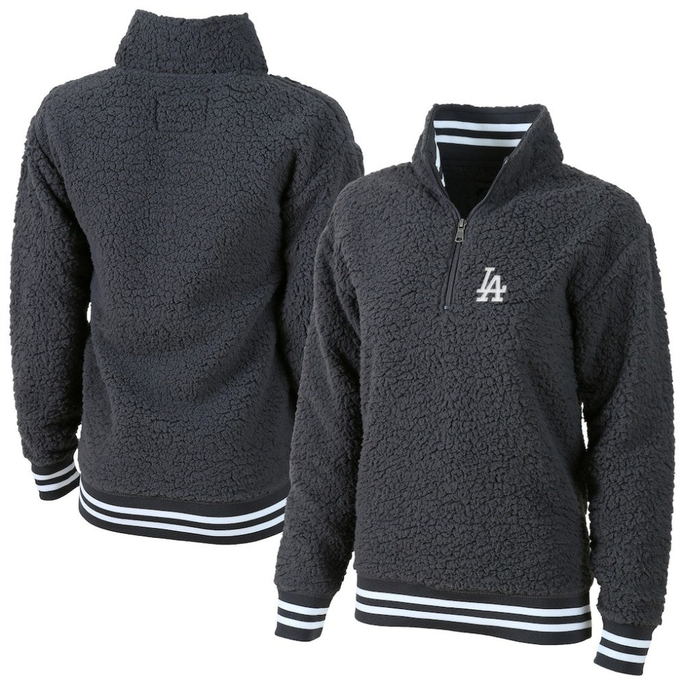 Los Angeles Dodgers G-III 4Her by Carl Banks Women's Play Action Sherpa Fleece Quarter-Zip Jacket Gray