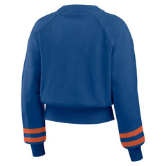 New York Mets WEAR by Erin Andrews Women's Vintage Washed Cropped Pullover Sweatshirt Royal