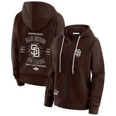 San Diego Padres WEAR by Erin Andrews Women's Vintage Full-Zip Raglan Hoodie Brown