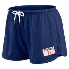 Detroit Tigers WEAR by Erin Andrews Women's Heavy Rugby Jersey Cropped Long Sleeve T-Shirt & Shorts Lounge Set Navy