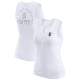 San Francisco Giants WEAR by Erin Andrews Women's Rib-Knit Henley Tank Top White