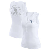 Tampa Bay Rays WEAR by Erin Andrews Women's Rib-Knit Henley Tank Top White