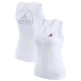 Atlanta Braves WEAR by Erin Andrews Women's Rib-Knit Henley Tank Top White