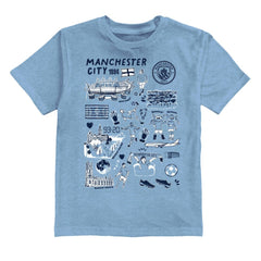 Manchester City Vive La Fete Youth Impressions Artwork T-Shirt Discount - Sky Blue