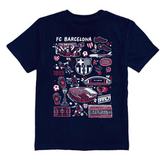 Barcelona Vive La Fete Youth Impressions Artwork T-Shirt on sale - Navy