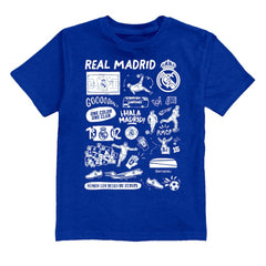 Real Madrid Vive La Fete Youth Impressions Artwork T-Shirt - Blue online
