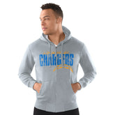 Los Angeles Chargers Starter Distressed Classic Full-Zip Hoodie - Heather Gray outlet