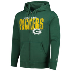 Green Bay Packers Starter Distressed Classic Full-Zip Hoodie - Green discount