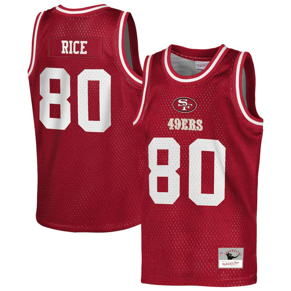 Jerry Rice San Francisco 49ers Youth Retired Player NFL Basketball Fashion Jersey - Scarlet discount