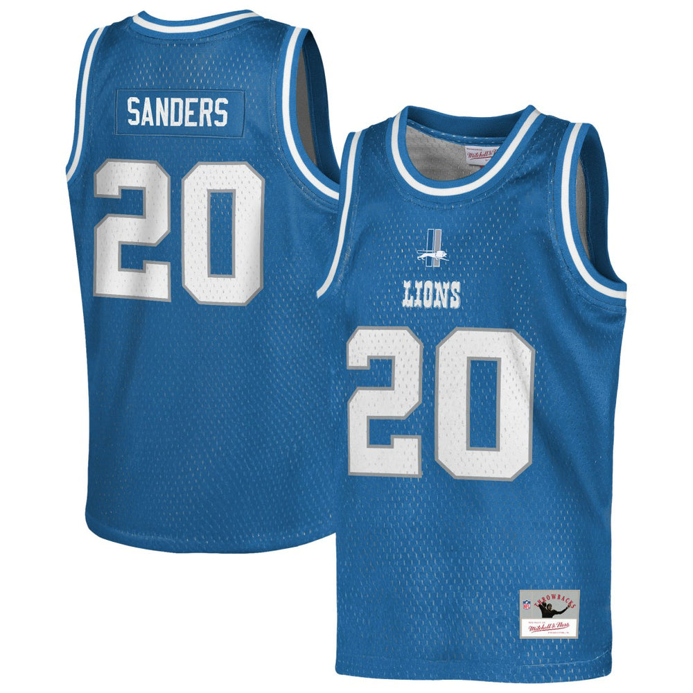 Barry Sanders Detroit Lions Youth Retired Player NFL Basketball Fashion Jersey - Blue cheap