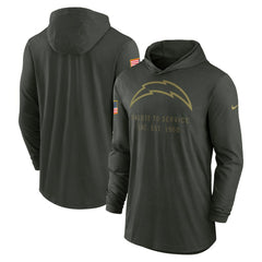 Los Angeles Chargers 2025 Salute to Service Sideline Dri-FIT Lightweight Hooded Pullover - Forest Green cheap