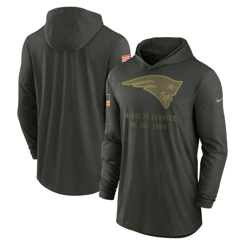 New England Patriots 2025 Salute to Service Sideline Dri-FIT Lightweight Hooded Pullover - Forest Green online