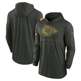 Kansas City Chiefs 2025 Salute to Service Sideline Dri-FIT Lightweight Hooded Pullover - Forest Green online