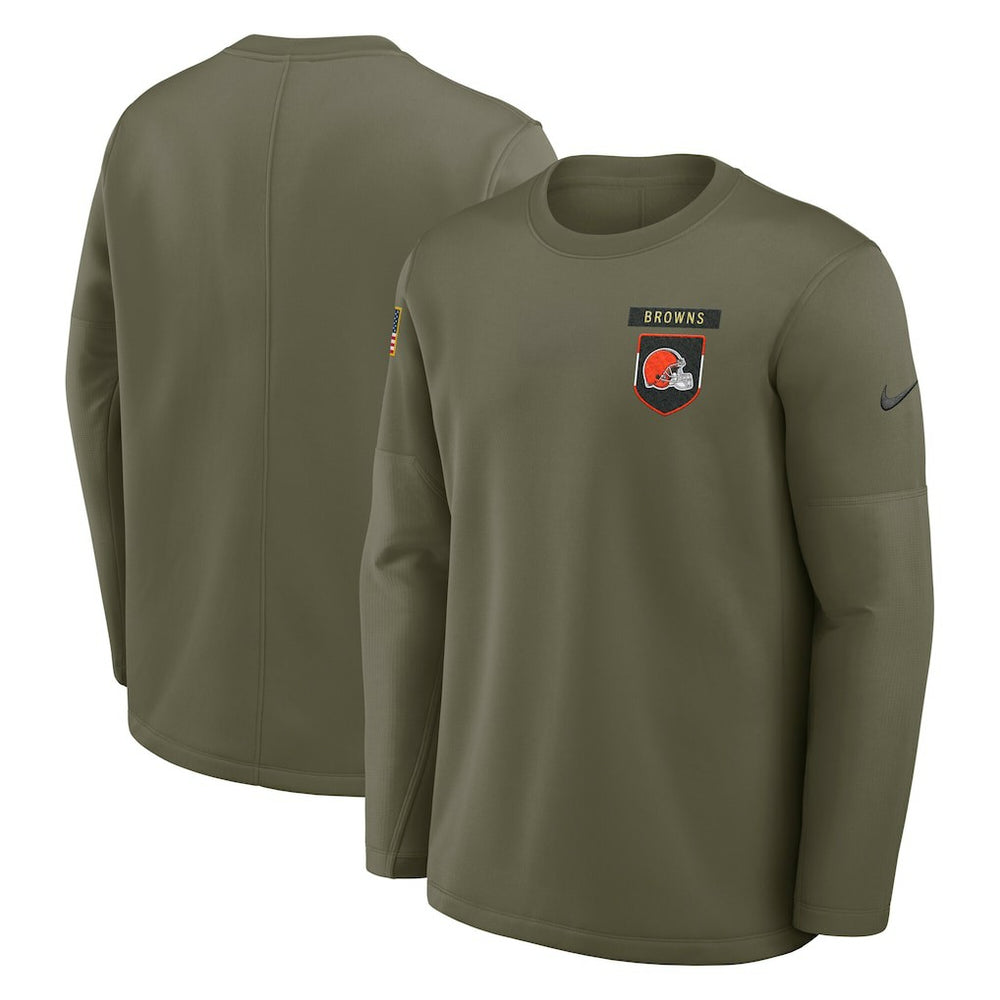 Cleveland Browns 2025 Salute to Service Sideline Coaches Therma-FIT Long Sleeve Shirt - Olive online