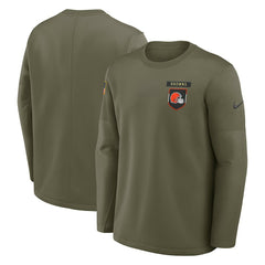Cleveland Browns 2025 Salute to Service Sideline Coaches Therma-FIT Long Sleeve Shirt - Olive online