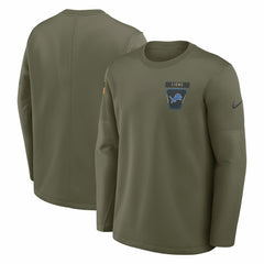 Detroit Lions 2025 Salute to Service Sideline Coaches Therma-FIT Long Sleeve Shirt - Olive on sale