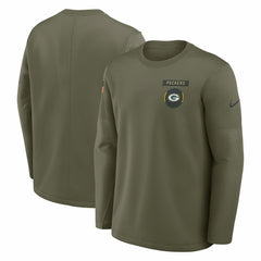 Green Bay Packers 2025 Salute to Service Sideline Coaches Therma-FIT Long Sleeve Shirt - Olive discount