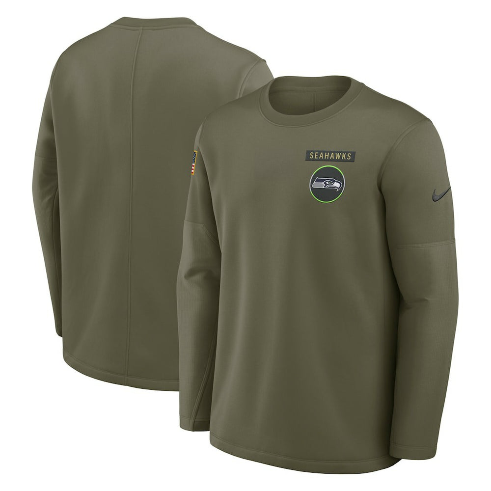 Seattle Seahawks 2025 Salute to Service Sideline Coaches Therma-FIT Long Sleeve Shirt - Olive discount