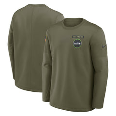 Seattle Seahawks 2025 Salute to Service Sideline Coaches Therma-FIT Long Sleeve Shirt - Olive discount