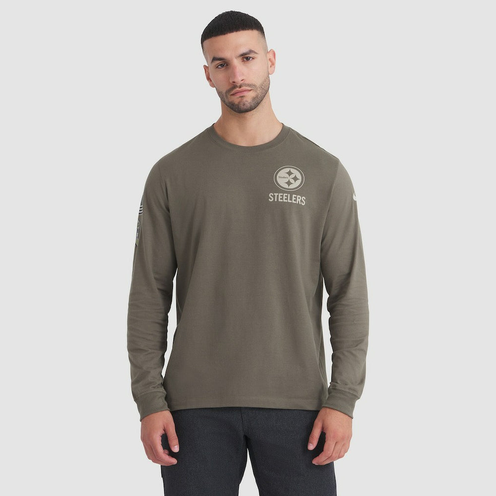 Pittsburgh Steelers 2025 Salute to Service Sideline Long Sleeve T-Shirt - Olive discount