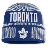 Toronto Maple Leafs Fanatics Fundamentals Shelter Cuffed Knit Hat - Blue/White Hats