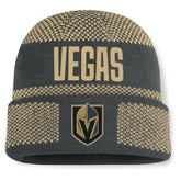 Vegas Golden Knights Fanatics Fundamentals Shelter Cuffed Knit Hat - Charcoal/Gold Hats