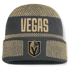 Vegas Golden Knights Fanatics Fundamentals Shelter Cuffed Knit Hat - Charcoal/Gold Hats