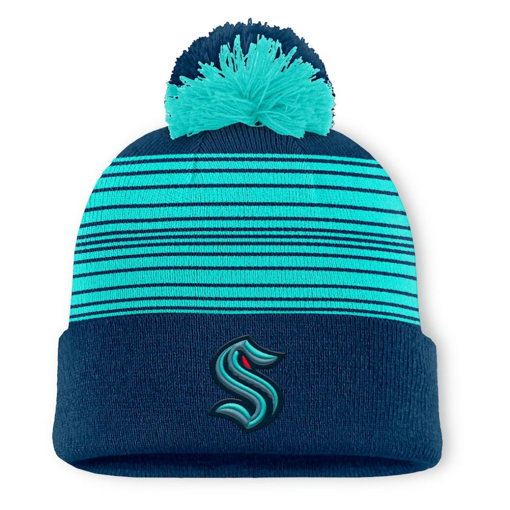Seattle Kraken Fanatics Fundamental Spirit Cuffed Pom Knit Hat - Deep Sea Blue Hats