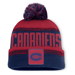 Montreal Canadiens Fanatics Fundamentals Thrive Cuffed Knit Hat with Pom - Navy/Red Hats