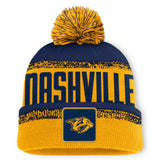 Nashville Predators Fanatics Fundamentals Thrive Cuffed Knit Hat with Pom - Gold/Navy Hats