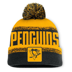 Pittsburgh Penguins Fanatics Fundamentals Thrive Cuffed Knit Hat with Pom - Black/Gold Hats