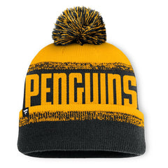 Pittsburgh Penguins Fanatics Fundamentals Thrive Cuffed Knit Hat with Pom - Black/Gold Hats