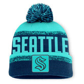 Seattle Kraken Fanatics Fundamentals Thrive Cuffed Knit Hat with Pom - Deep Sea Blue/Light Blue Hats