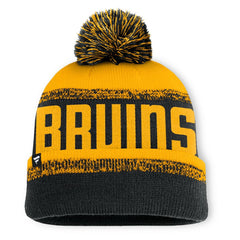 Boston Bruins Fanatics Fundamentals Thrive Cuffed Knit Hat with Pom - Black/Gold Hats