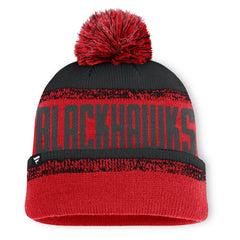 Chicago Blackhawks Fanatics Fundamentals Thrive Cuffed Knit Hat with Pom - Red/Black Hats