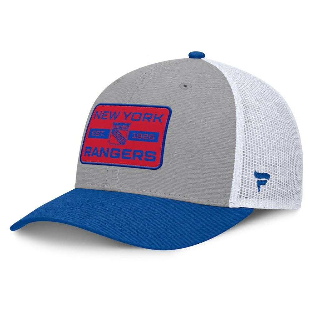 New York Rangers Fanatics Fundamental Adapt Trucker Adjustable Hat - Gray/Blue Hats