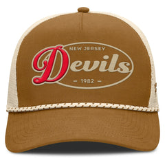 New Jersey Devils Fanatics Heritage Fetch A-Frame Trucker Adjustable Hat - Brown/Cream Jerseys