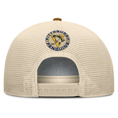 Pittsburgh Penguins Fanatics Heritage Fetch A-Frame Trucker Adjustable Hat - Brown/Cream Hats