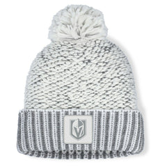 Vegas Golden Knights Fanatics Women's Fundamental Mist Cuffed Knit Hat with Pom - White/Gray Hats