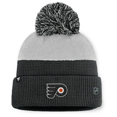 Philadelphia Flyers Fanatics Authentic Pro Home Ice Cuffed Knit Hat with Pom - Black/Gray Hats