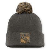 New York Rangers Fanatics Authentic Pro Military Appreciation Cuffed Knit Hat with Pom - Charcoal Hats