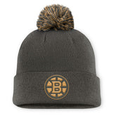 Boston Bruins Fanatics Authentic Pro Military Appreciation Cuffed Knit Hat with Pom - Charcoal Hats