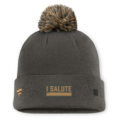 Boston Bruins Fanatics Authentic Pro Military Appreciation Cuffed Knit Hat with Pom - Charcoal Hats