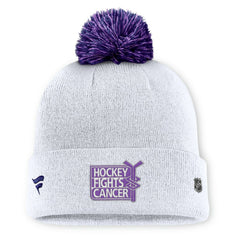New York Rangers Fanatics Authentic Pro Hockey Fights Cancer Cuffed Knit Hat with Pom - White Hats