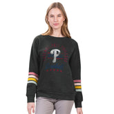 Philadelphia Phillies G-III 4Her by Carl Banks Women's Allana Stripe Pullover Sweatshirt Charcoal
