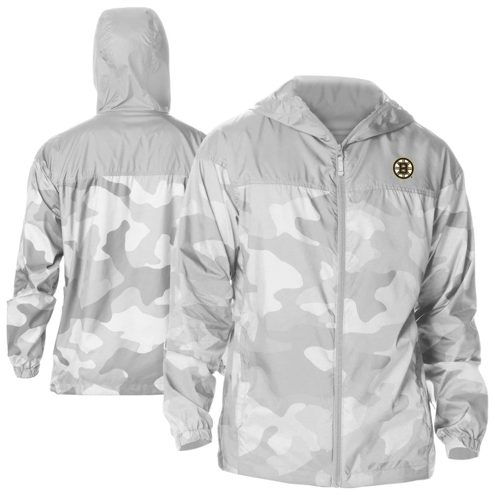 Boston Bruins Columbia Camo Flash Challenger Omni-Shade Full-Zip Hoodie Windbreaker - Gray Hoodies