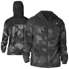 Philadelphia Flyers Columbia Camo Flash Challenger Omni-Shade Full-Zip Hoodie Windbreaker - Black Hoodies