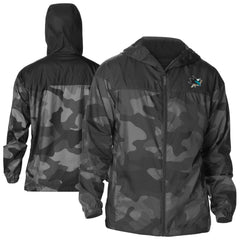 San Jose Sharks Columbia Camo Flash Challenger Omni-Shade Full-Zip Hoodie Windbreaker - Black Hoodies