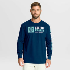 Seattle Kraken Fanatics Goal Crease Legacy Long Sleeve T-Shirt - Navy T-shirts